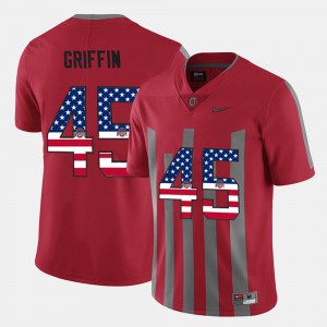 Ohio State #45 Mens Archie Griffin Jersey Scarlet US Flag Fashion Embroidery 769229-407
