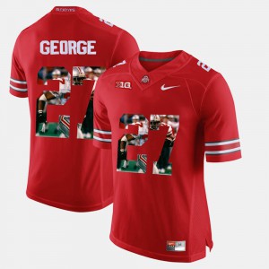 Ohio State #27 Mens Eddie George Jersey Red Pictorial Fashion NCAA 237435-930