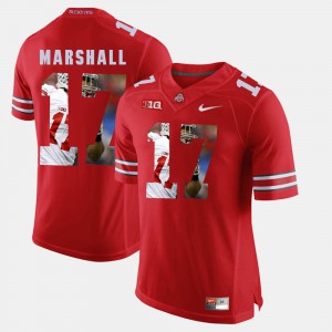 Ohio State #17 For Men's Jalin Marshall Jersey Scarlet Player Pictorial Fashion 878690-324