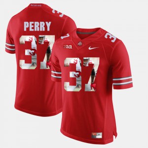 Ohio State #37 For Men's Joshua Perry Jersey Scarlet Pictorial Fashion Player 835325-499