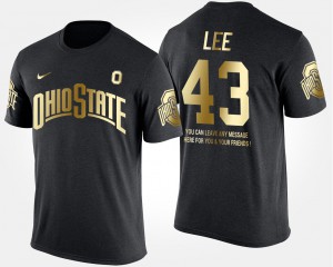 Buckeye #43 For Men's Darron Lee T-Shirt Black Embroidery Gold Limited Short Sleeve With Message 589051-881