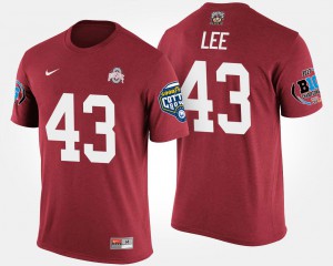 Ohio State Buckeyes #43 Men's Darron Lee T-Shirt Scarlet Official Big Ten Conference Cotton Bowl Bowl Game 891535-758