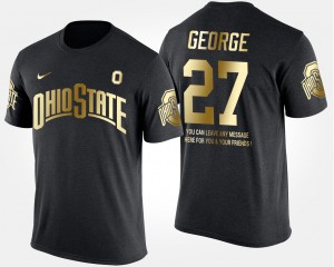 OSU Buckeyes #27 Men's Eddie George T-Shirt Black Stitched Gold Limited Short Sleeve With Message 878990-413
