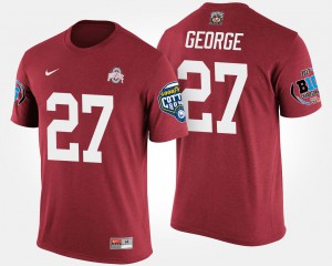 Ohio State Buckeyes #27 Men's Eddie George T-Shirt Scarlet Embroidery Big Ten Conference Cotton Bowl Bowl Game 695747-306