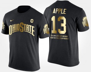 Ohio State #13 Men Eli Apple T-Shirt Black Official Short Sleeve With Message Gold Limited 340661-417