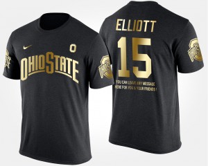 OSU Buckeyes #15 For Men's Ezekiel Elliott T-Shirt Black University Gold Limited Short Sleeve With Message 210283-430