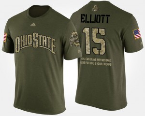 OSU #15 Men's Ezekiel Elliott T-Shirt Camo Short Sleeve With Message Military Stitch 693467-639