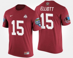 Ohio State #15 For Men's Ezekiel Elliott T-Shirt Scarlet NCAA Big Ten Conference Cotton Bowl Bowl Game 965402-954