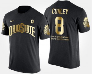 Ohio State Buckeyes #8 For Men Gareon Conley T-Shirt Black Short Sleeve With Message Gold Limited College 657092-443