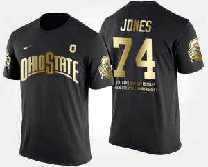 Buckeyes #74 Mens Jamarco Jones T-Shirt Black Embroidery Short Sleeve With Message Gold Limited 804119-354