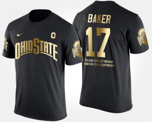 Ohio State Buckeye #17 For Men Jerome Baker T-Shirt Black Short Sleeve With Message Gold Limited University 772490-764