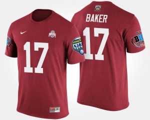 Buckeye #17 For Men's Jerome Baker T-Shirt Scarlet Player Bowl Game Big Ten Conference Cotton Bowl 810142-768
