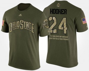 Ohio State #24 Men Malik Hooker T-Shirt Camo Short Sleeve With Message Military NCAA 859732-767