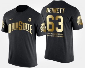 OSU #63 For Men's Michael Bennett T-Shirt Black Embroidery Short Sleeve With Message Gold Limited 324573-698