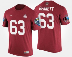 Ohio State #63 Mens Michael Bennett T-Shirt Scarlet Big Ten Conference Cotton Bowl Bowl Game Stitched 415494-415