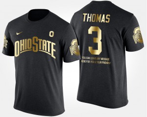 Ohio State Buckeye #3 Men's Michael Thomas T-Shirt Black High School Short Sleeve With Message Gold Limited 119396-856