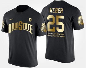 OSU Buckeyes #25 For Men Mike Weber T-Shirt Black Short Sleeve With Message Gold Limited Official 824592-765