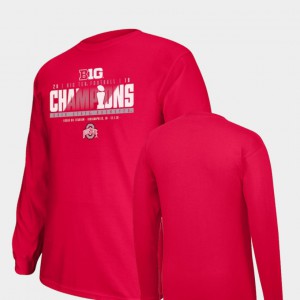 Ohio State Men's T-Shirt Scarlet Locker Room Long Sleeve Big & Tall 2018 Big Ten Football Champions Player 494120-411