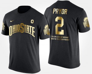 Ohio State Buckeyes #2 Mens Terrelle Pryor T-Shirt Black University Short Sleeve With Message Gold Limited 476757-994