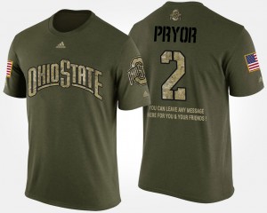 OSU Buckeyes #2 Men Terrelle Pryor T-Shirt Camo Embroidery Short Sleeve With Message Military 802398-361
