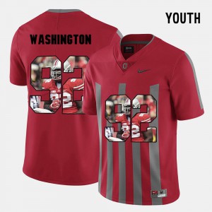Ohio State Buckeye #92 Youth Adolphus Washington Jersey Red Pictorial Fashion Stitched 302867-759