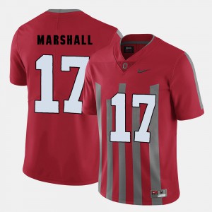 Ohio State #17 Men Jalin Marshall Jersey Red College Football Stitch 725202-509