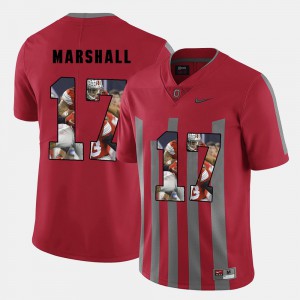 Ohio State Buckeyes #17 For Men's Jalin Marshall Jersey Red NCAA Pictorial Fashion 726048-966