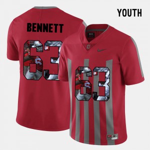 OSU Buckeyes #63 For Kids Michael Bennett Jersey Red University Pictorial Fashion 879596-113