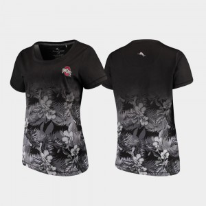 OSU Buckeyes For Women T-Shirt Black Stitched Floral Victory Tommy Bahama 210073-438