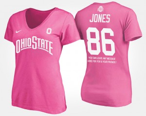 Buckeye #86 Women Dre'Mont Jones T-Shirt Pink Alumni With Message 698093-455