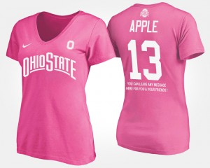 Ohio State Buckeyes #13 Womens Eli Apple T-Shirt Pink Embroidery With Message 579036-403