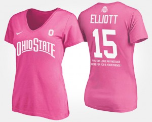 OSU #15 Ladies Ezekiel Elliott T-Shirt Pink Official With Message 428666-494