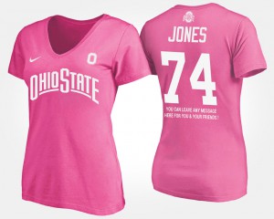 Ohio State Buckeye #74 For Women Jamarco Jones T-Shirt Pink High School With Message 518920-890