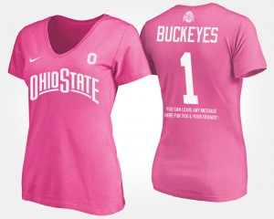 OSU Buckeyes #1 For Women T-Shirt Pink No.1 Short Sleeve With Message High School 957082-268