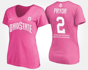 OSU Buckeyes #2 Ladies Terrelle Pryor T-Shirt Pink Official With Message 470070-802